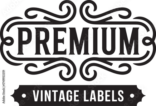 Premium Vintage Labels Decorative Ornate Emblem With Swirls And Text vector illustration