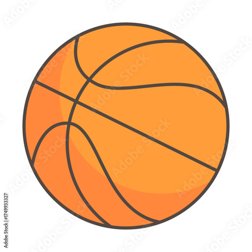 Vibrant Cartoon Basketball Icon for Sports Activities