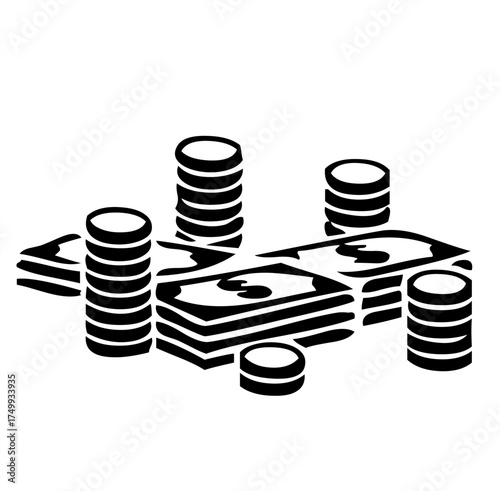 stacks of coins on white