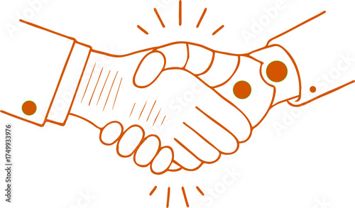 Human and Robot Handshake — Symbol of AI Collaboration and Future Partnership