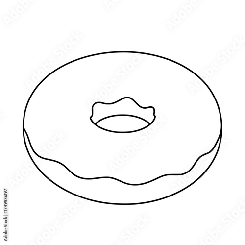 Delicious donut line art drawing for bakery promotions, café menus, or food-themed designs, perfect for adding a sweet touch to your project