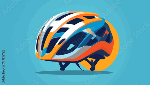 Colorful bicycle helmet with circular background