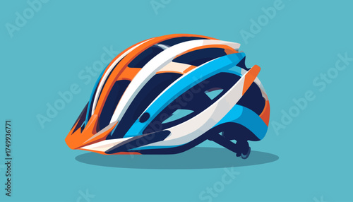 Colorful cycling helmet with transparent background
