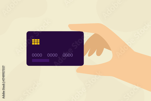 Hand holding credit card finance illustration