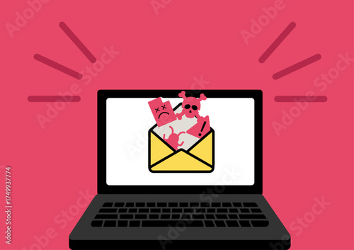 Spam malicious malware mail cyber security illustration