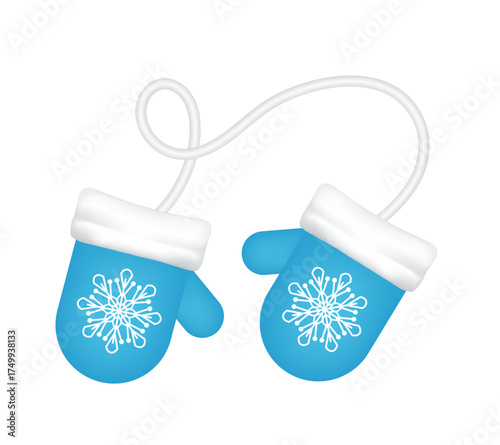 Mittens. Vector 3d clip art isolated on white background.