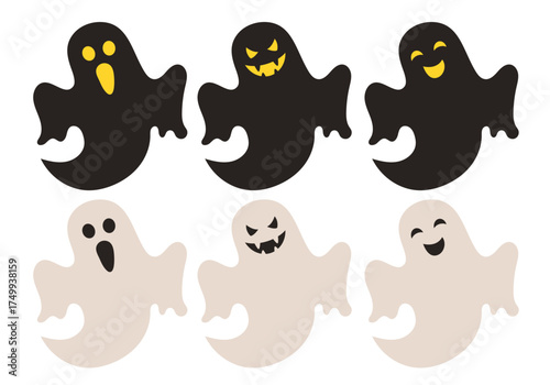 Ghost icon set. Vector clipart isolated on white background.