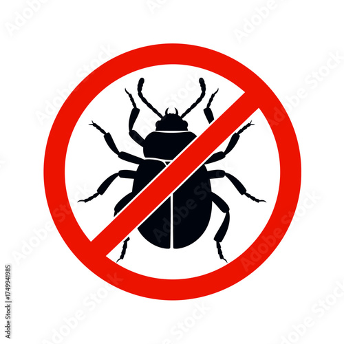 Bold pest control symbol prohibiting insect infestations and bug problems clearly vector