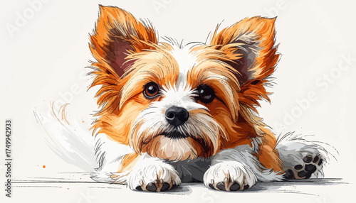 Yorkshire terrier puppy portrait with soft fur
