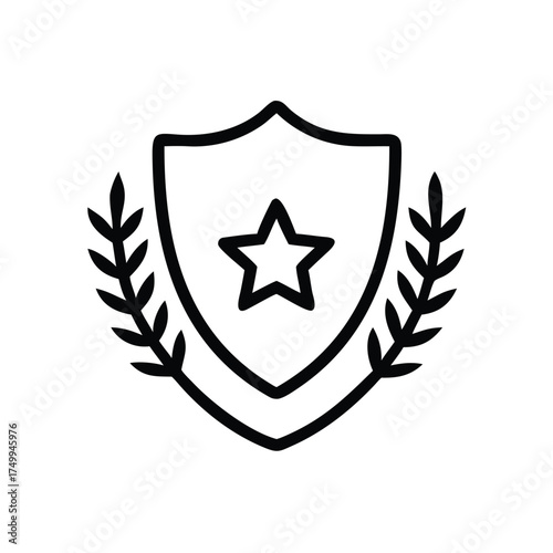 Vector art of shield with star and laurel, a symbol of honor, achievement, and recognition in a simple, elegant, and versatile design transparent background