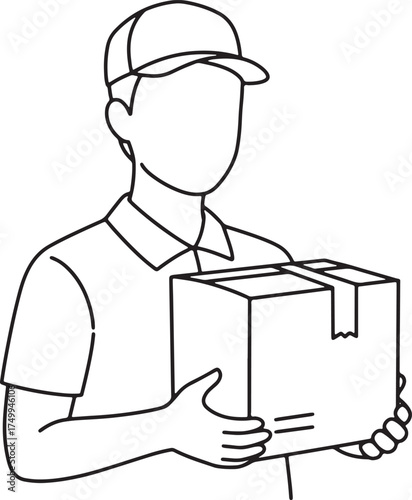 Vector art of delivery person holding a package