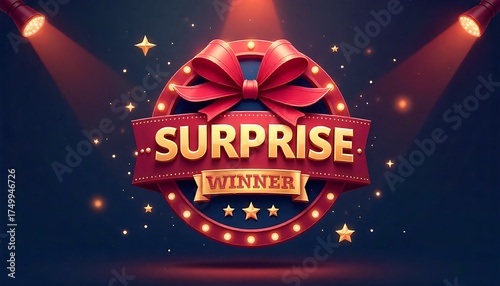 surprise free gift badge template for lucky winners, Social media post template for promotion. Website banner with gift box icon. Contest announcement vector illustration, created with generative ai