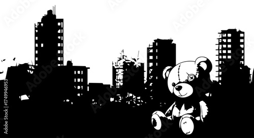 Adorable Stitched Teddy Bear Sitting with Button Eyes and Classic Design.