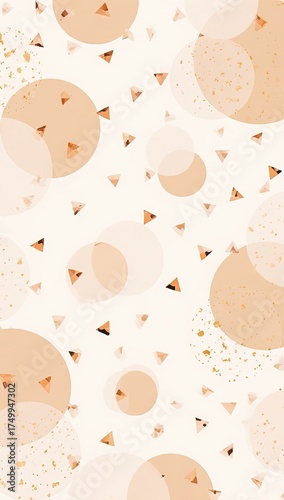 Elegant Minimalist Pattern with Soft Beige Circles and Tiny Triangles on Cream Background for Sophisticated Design