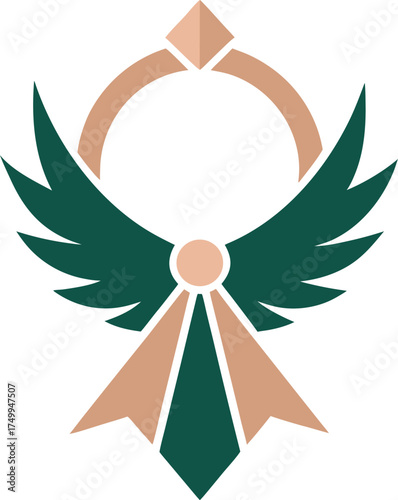 Abstract Geometric Winged Ankh Symbol Icon Design Minimalist Shape Creative Emblem Flat Graphic Element