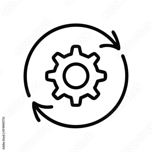 Vector art of workflow automation icon, represents process optimization, system update, and continuous improvement in business and technology transparent background