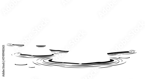 Artistic Black and White Water Ripples Creating Concentric Circular Patterns.