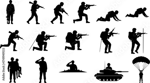 Soldier silhouettes, Military soldier silhouette