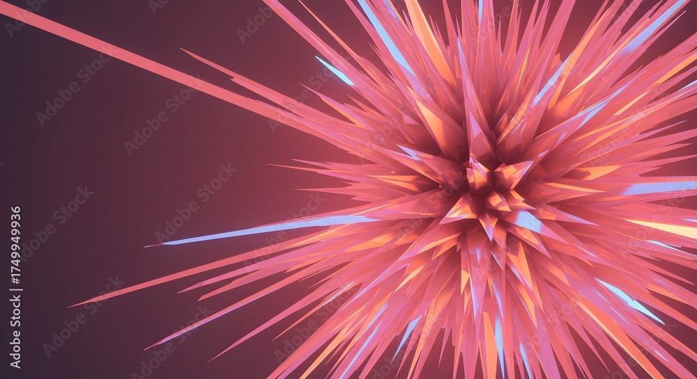 Fototapeta premium Abstract 3D Render of a Spiky Geometric Shape with Gradient Lighting