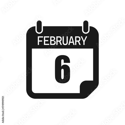 Vector icon page day calendar - 6 February month