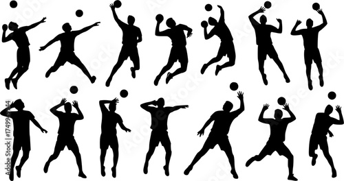 Man volleyball player silhouettes, Volleyball player man silhouettes collection