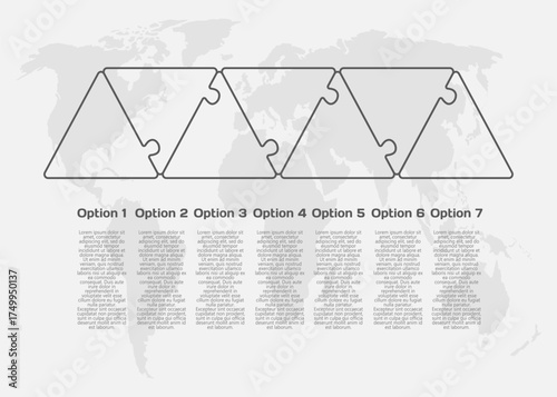 Seven steps line infographic, puzzle diagram