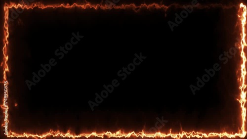 Abstract neon rectangle frame glowing with bright  light on a black background