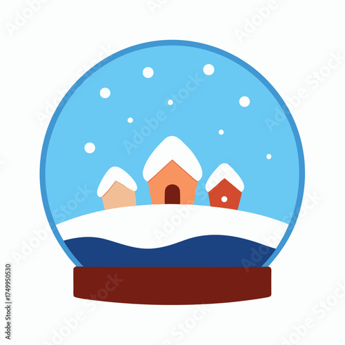 Wallpaper Mural Snow globe winter village illustration houses snowfall Torontodigital.ca