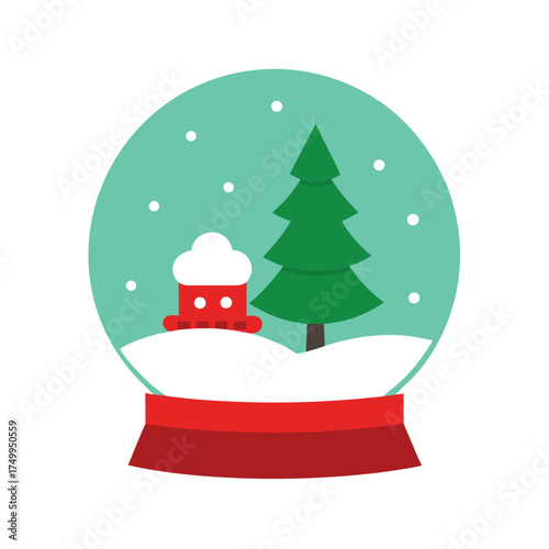 Wallpaper Mural Snow globe with green tree and red train winter christmas Torontodigital.ca