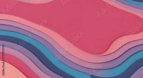 Abstract Paper Cut Waves Background