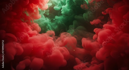 Abstract Red and Green Smoke Background