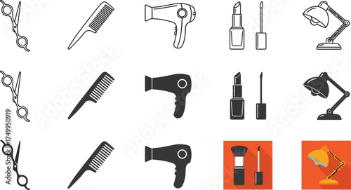 Beauty salon tools and equipment vector illustration flat design