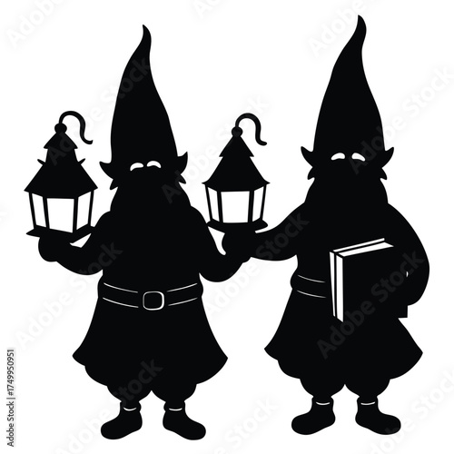 Wallpaper Mural Two gnomes holding lanterns and book fantasy folklore Torontodigital.ca