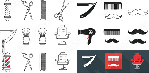 Barber shop tools and equipment vector illustration design graphic