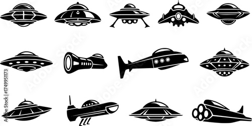 Spaceship silhouette, Ufo silhouette, Ufo, Alien ship, Alien spaceship silhouette, Spaceship , Alien ship, Flying saucer silhouette set