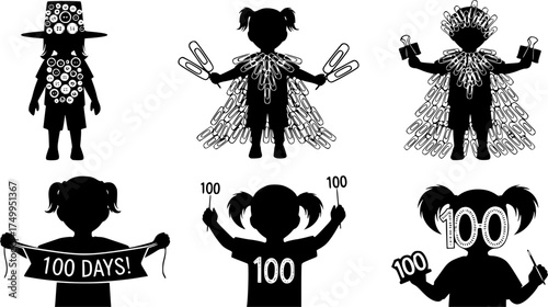  100 days of school kids, 100 days of school kids silhouette, School kids silhouette, School child, Kids silhouette, Kids, 100 days of school costume kids