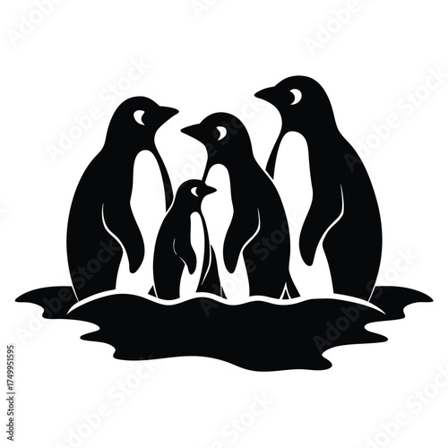 Wallpaper Mural Black penguins gathered in water white family Torontodigital.ca