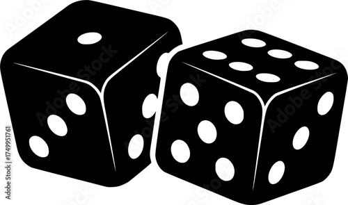 Two dice, Two dice silhouette, Two dice outline, Dice, Dice silhouette, Gambling, Dice clipart, Pair dice, Pair dice silhouette