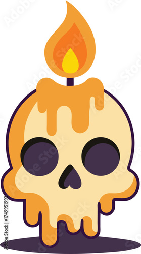 Halloween Skull Candle Vector Art – Spooky Melting Candle Illustration Design, illustration of a man with a burning candle