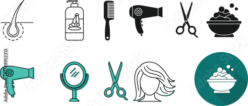 Hair salon tools and accessories vector illustration for beauty care