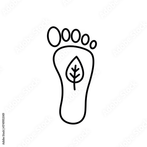 Mindful Walking in Nature Icon, Footprint and Leaf Symbol