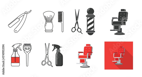 Barber shop equipment vector illustration for beauty salon design