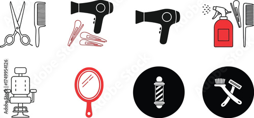 Barber shop tools and equipment vector illustration for design use