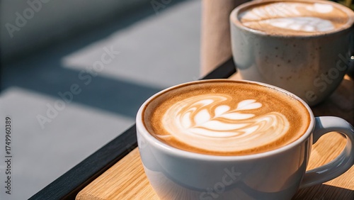 Beautifully crafted latte art in cozy café setting