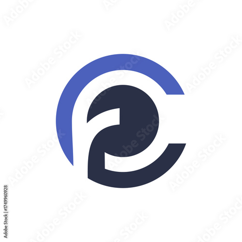 Abstract Monogram FC or RF Letter Logo in Circle