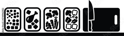 Healthy cooking vector art of meal prep containers with food, vector illustration