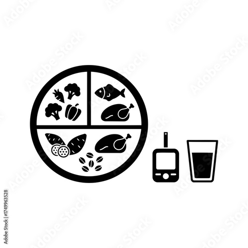 Specialized nutrition sports nutrition vector art of diabetes diet plan, healthy eating and blood sugar control