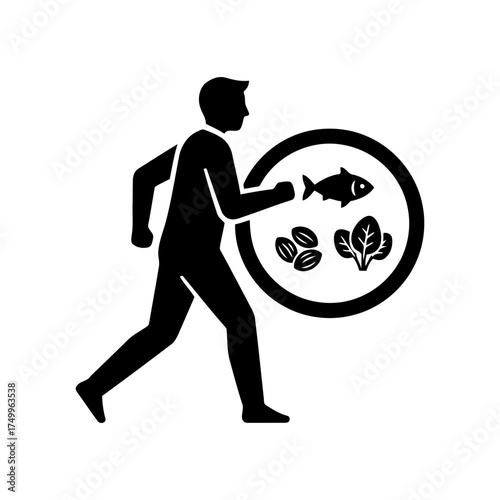 Specialized nutrition sports nutrition vector art of healthy lifestyle, balanced diet and regular physical activity