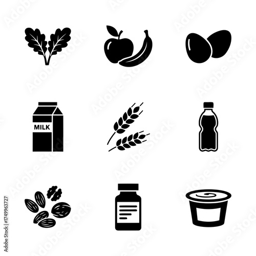 Specialized nutrition sports nutrition vector art of collection of healthy food icons for pregnancy diet
