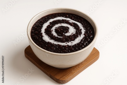 Pulut Hitam Dessert with Coconut Milk Swirl